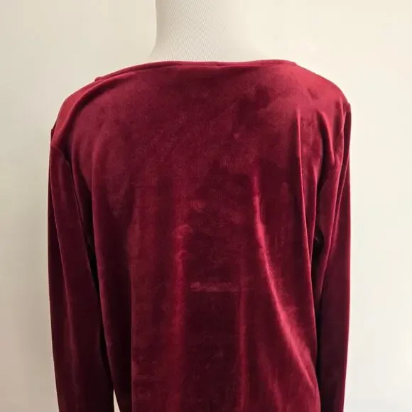 J Jill Velour Tunic Women Holiday Stretch Whimsigoth Winter Medium Petite - Picture 6 of 12